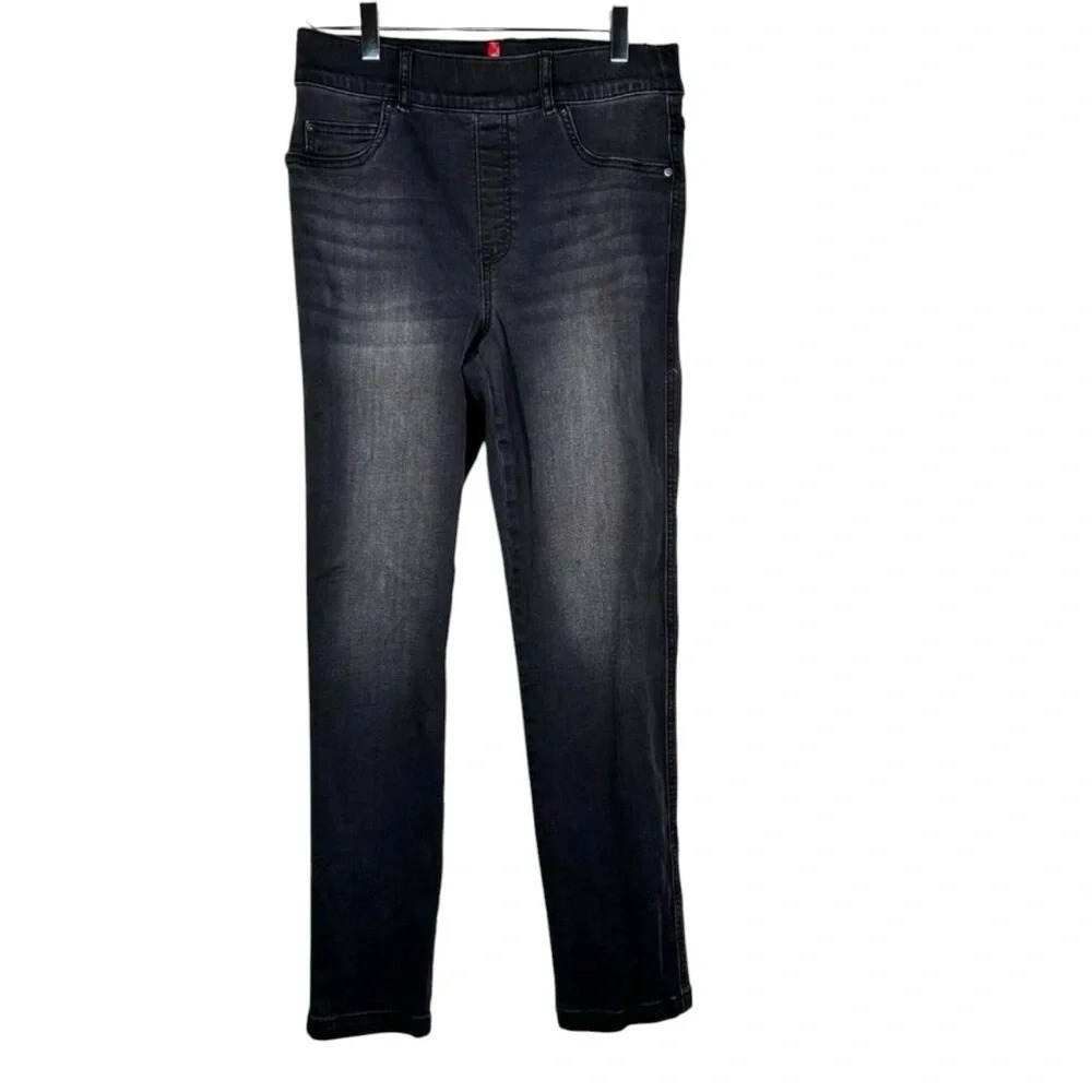 Spanx Size Medium High Rise Jeans Black Compression Figure Flattering